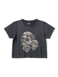 20/-Tencel Cropped T (PECKISH Rain Skull pt) - Black