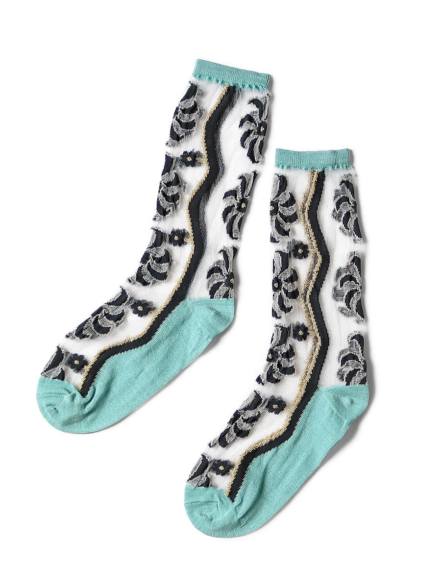 200 pieces Moulin quilt pattern sheer socks - Turquoise