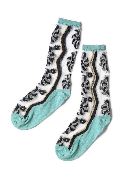 200 pieces Moulin quilt pattern sheer socks - Turquoise