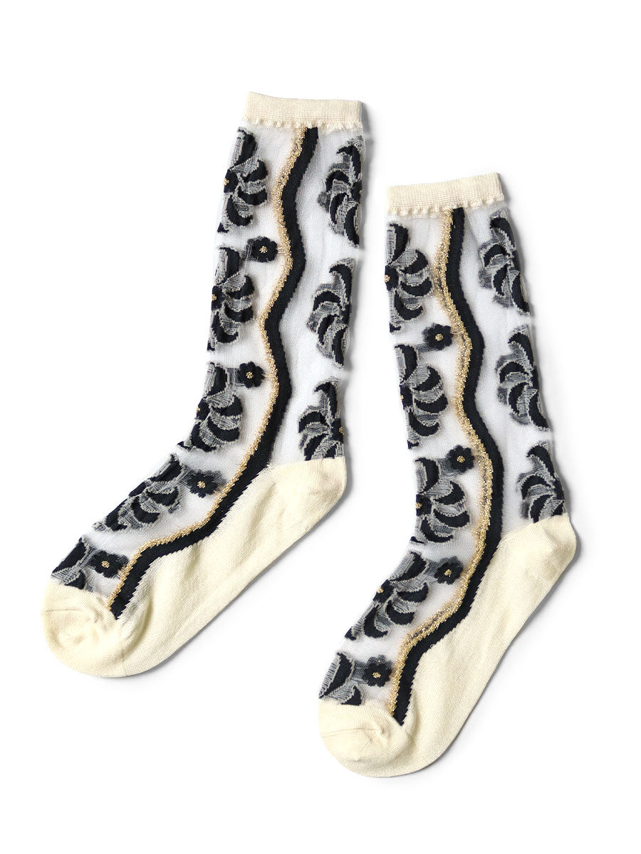200 pieces Moulin quilt pattern sheer socks - White