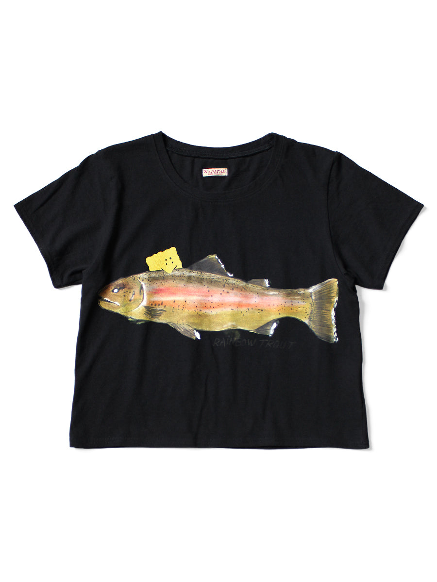 20/-Tencel Cropped T (1 Trout PECKISH RAINBOWYpt) - Black