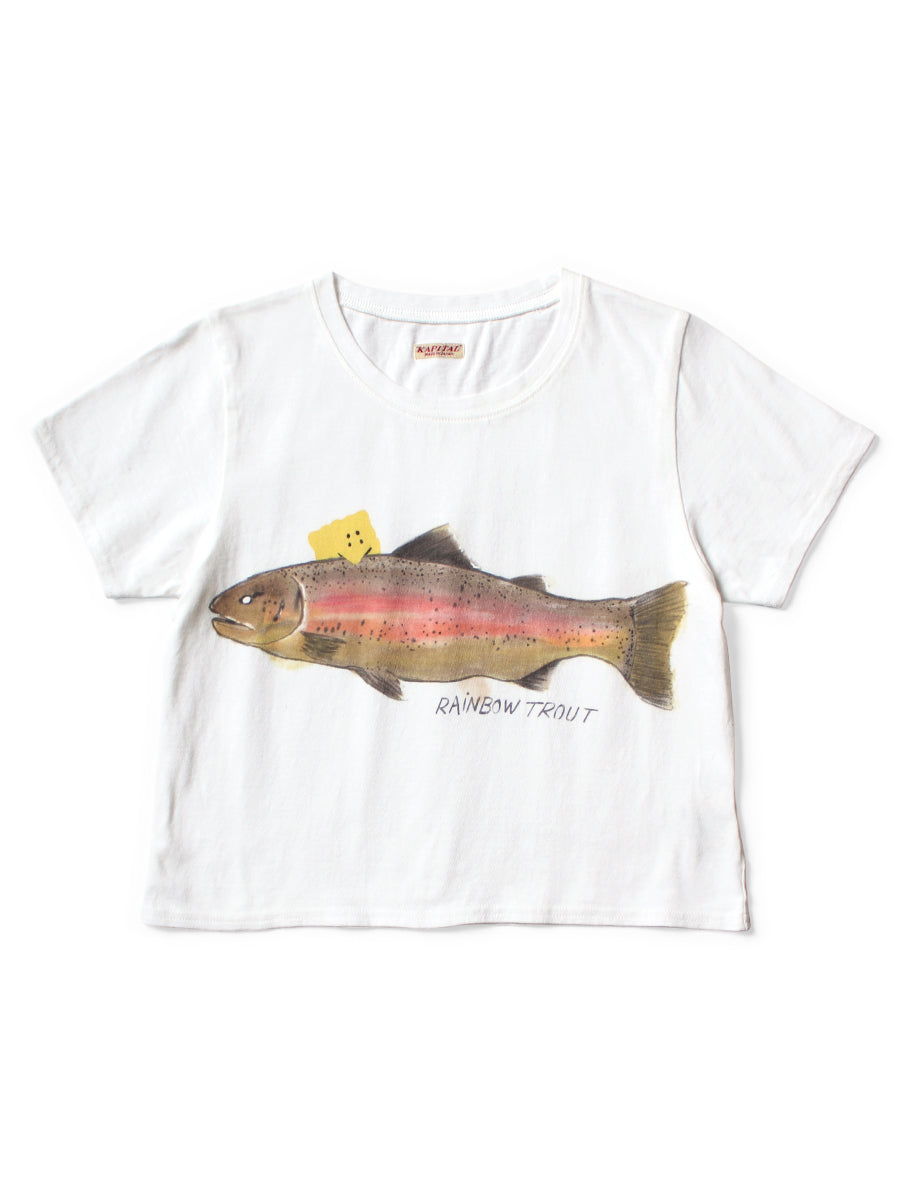 20/-Tencel Cropped T (1 Trout PECKISH RAINBOWYpt) - White