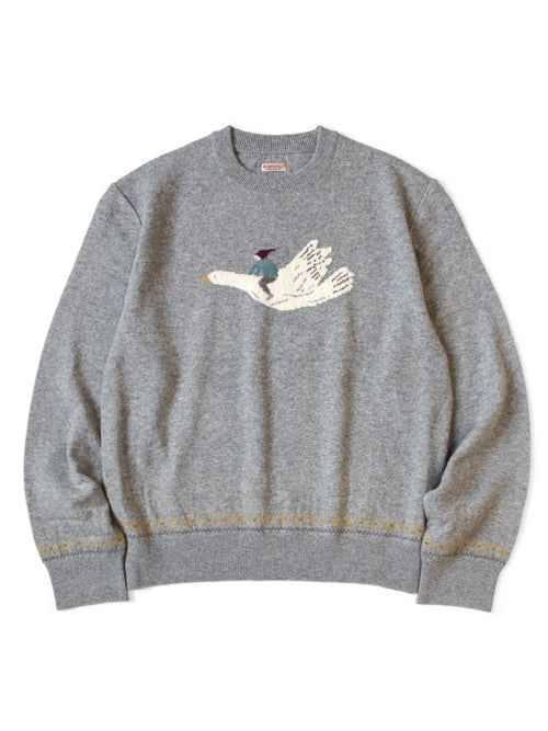 12G Wool Crew Neck Sweater (FLY GOOSE) - gray
