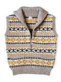 3G Wool Yellowknife Fair Isle Half ZIP Vest - Yellow
