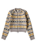 3G Wool Yellowknife Fair Isle ZIP Short Cardigan - Yellow