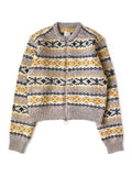 3G Wool Yellowknife Fair Isle ZIP Short Cardigan - Yellow