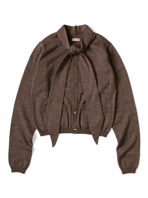 12G Knit Bow Tie Cardigan (L's) - Brown