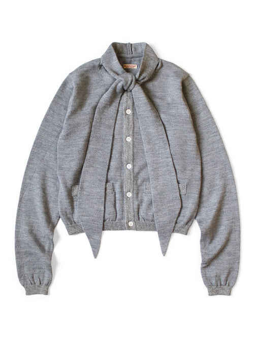 12G Knit Bow Tie Cardigan (L's) - Gray
