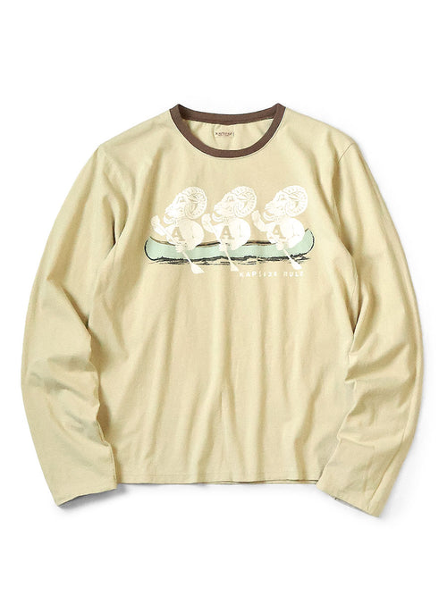 20/-Cotton Crew Long T (`A`SHEEPpt) - Beige