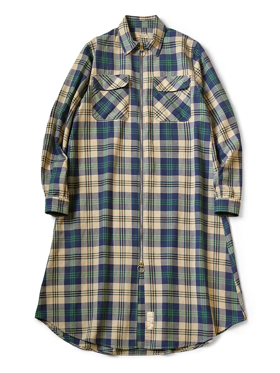 Columbia Check Drizzler Work Shirt Dress - Green
