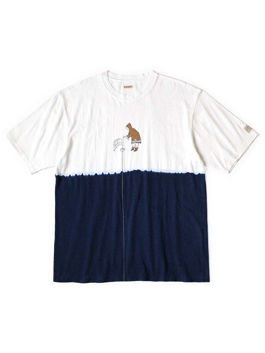 20/- Tenjiku IDG Hand-Dyed Crew T (Ice Fishing pt) - White x Indigo