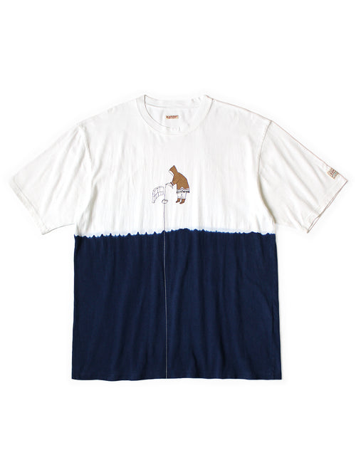 20/- Tenjiku IDG Hand-Dyed Crew T (Ice Fishing pt) - White x Indigo