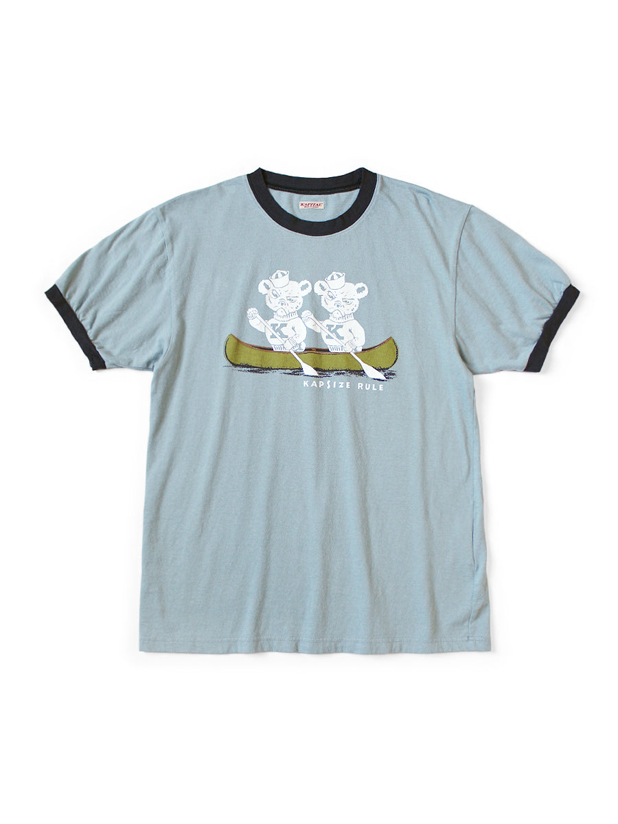 20/- Cotton Ringer T (`K`BEARpt) - Blue Gray