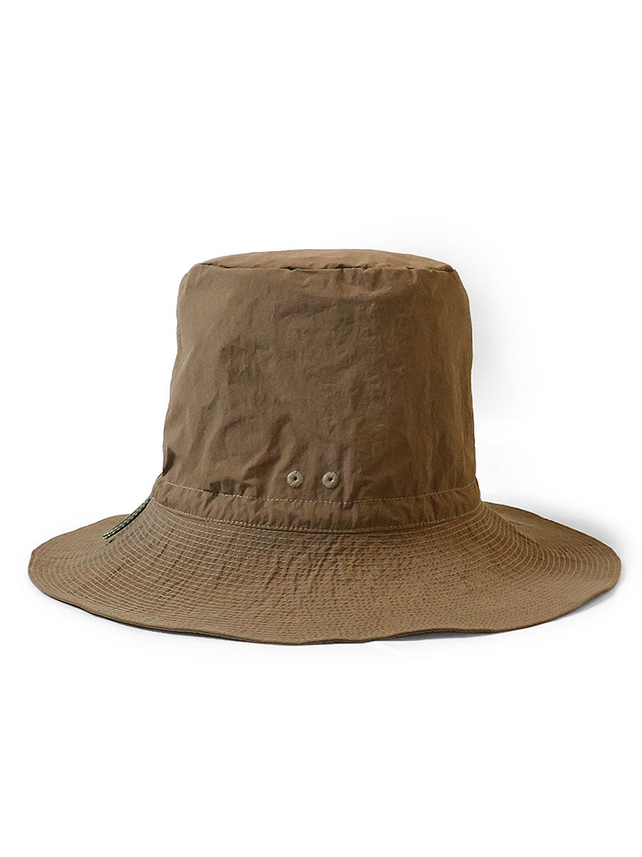 Nylon KONBU processed Pork Pie CAMP-HAT (long brim)