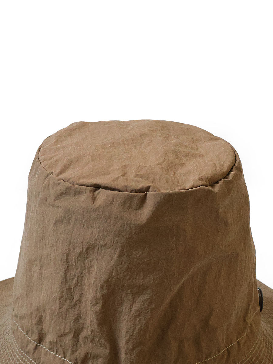 Nylon KONBU processed Pork Pie CAMP-HAT (long brim)