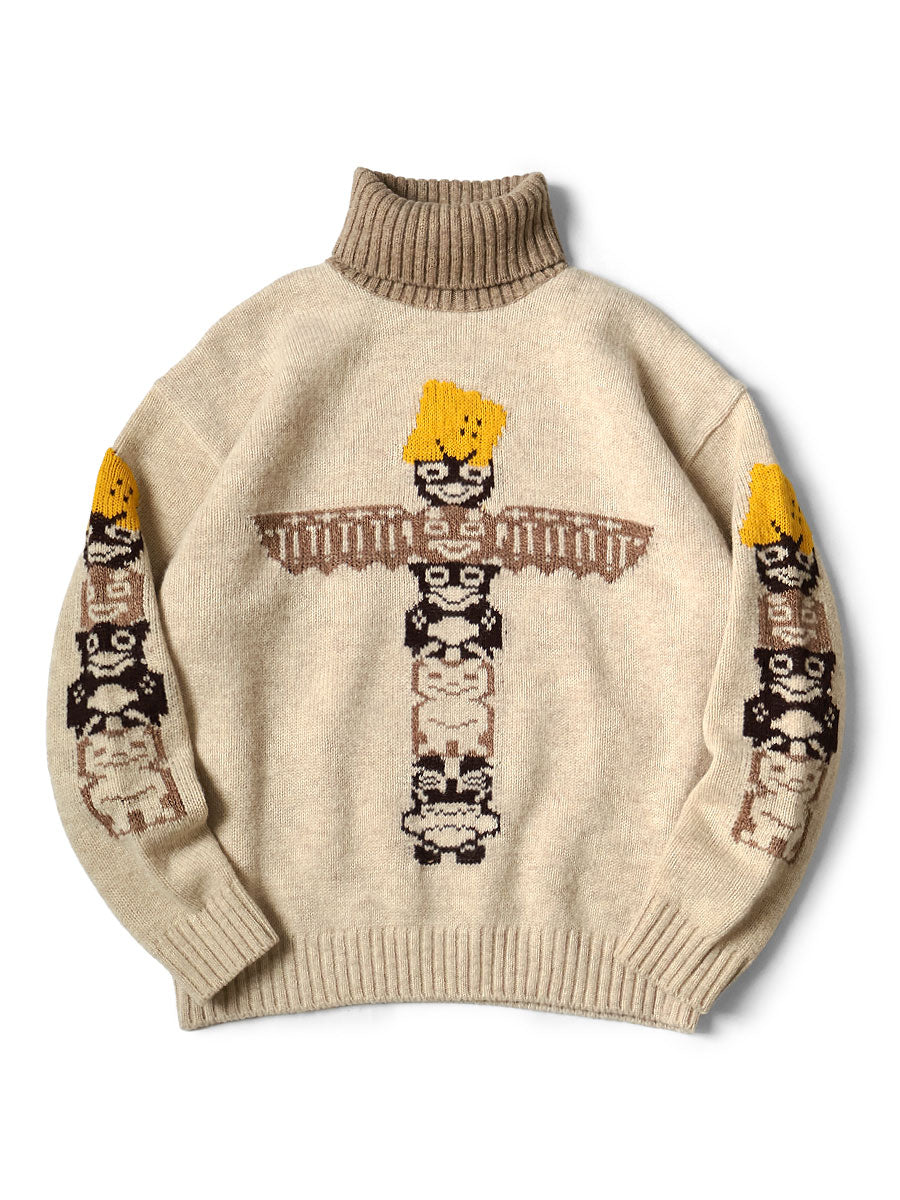 5G Wool PECKISH Totem Pole High Neck Sweater - Kinari