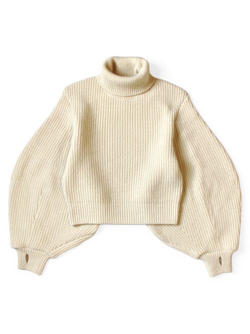 5G Wool Ribbed Bell Sleeve Sweater - Kinari