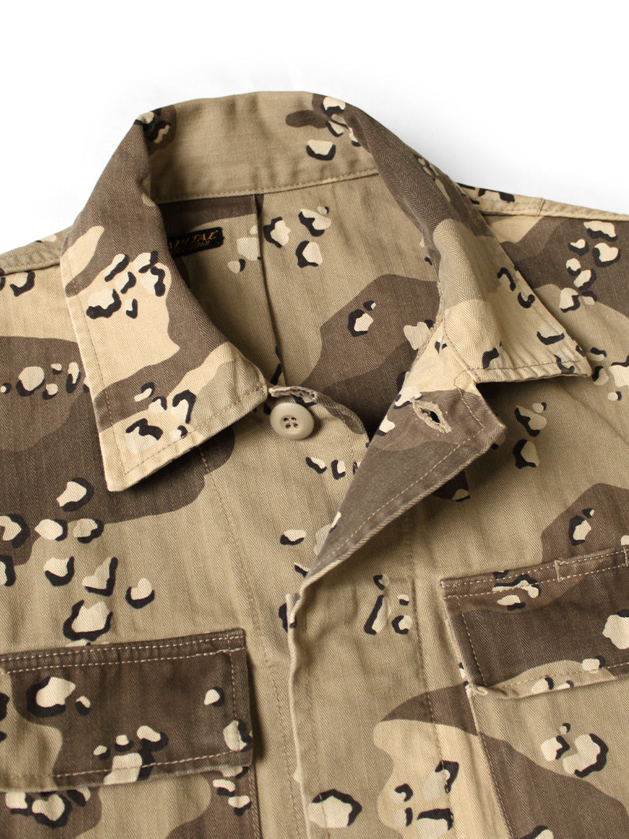 Cotton Herringbone PECKISH Chocolate Chip Camouflage Pattern ARMY-JK...