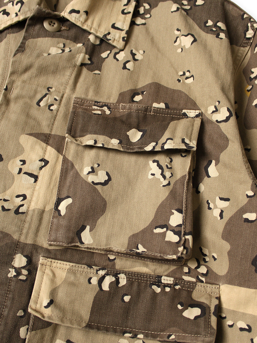 Cotton Herringbone PECKISH Chocolate Chip Camouflage Pattern ARMY-JK...