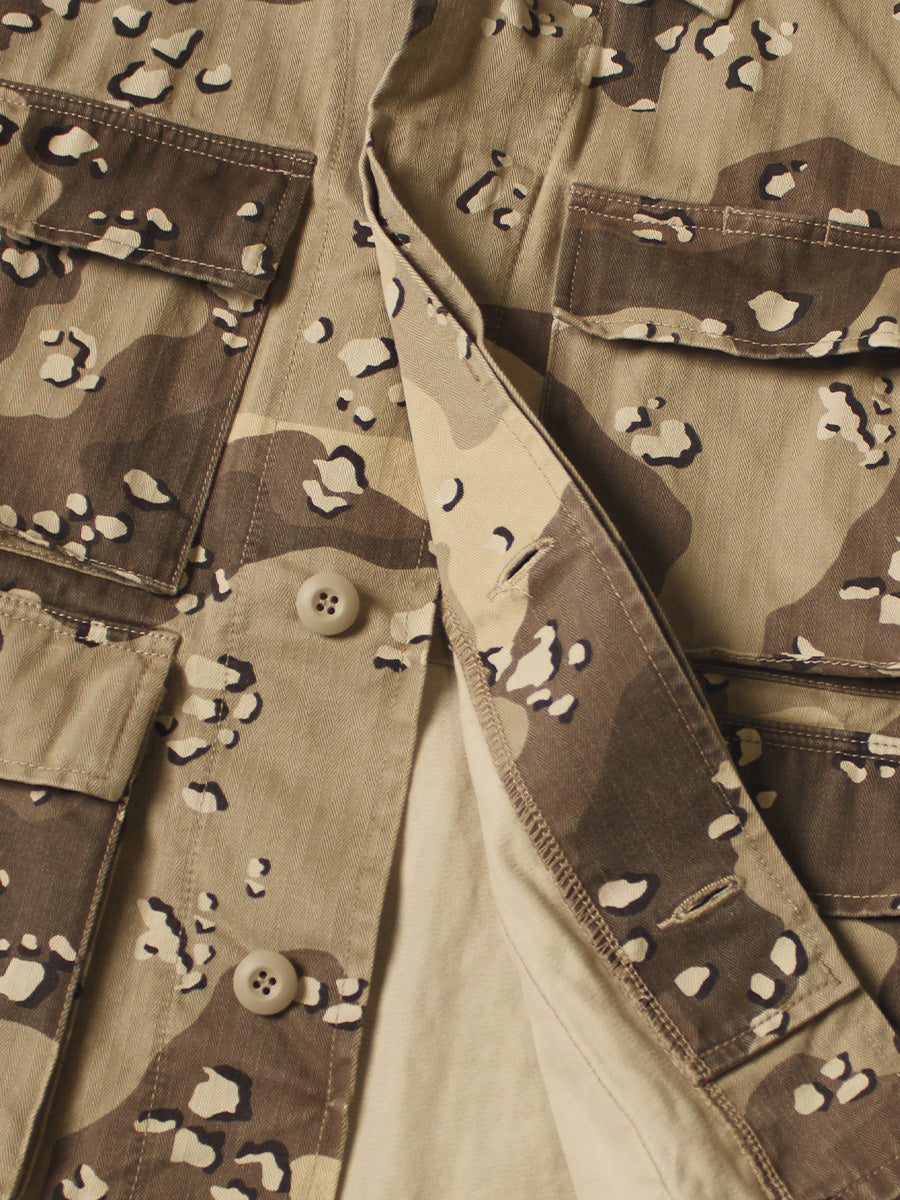 Cotton Herringbone PECKISH Chocolate Chip Camouflage Pattern ARMY-JK...