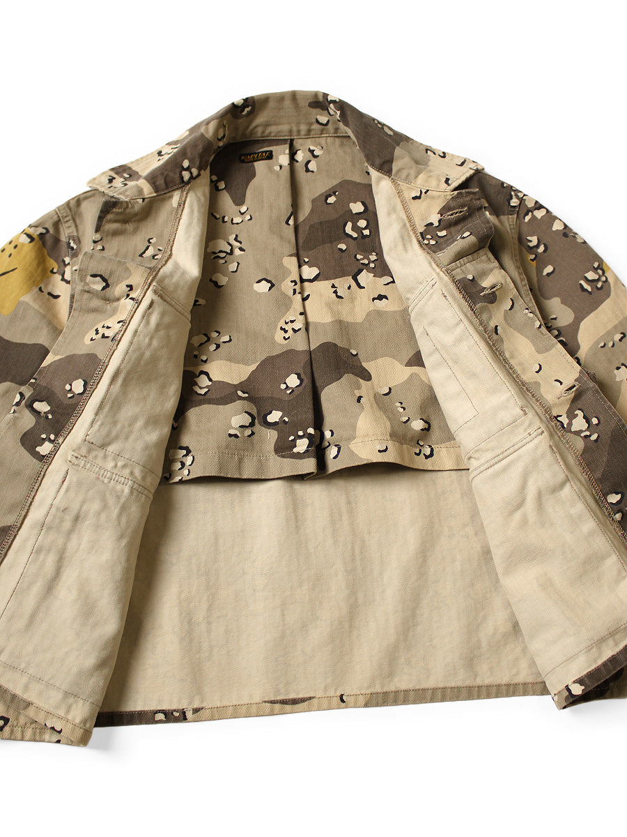 Cotton Herringbone PECKISH Chocolate Chip Camouflage Pattern ARMY-JK...
