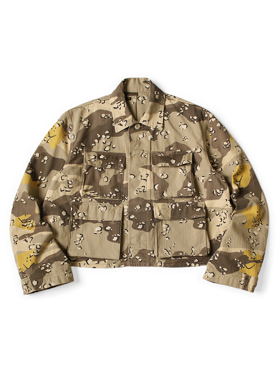 Cotton Herringbone PECKISH Chocolate Chip Camouflage Pattern ARMY-JK... - beige