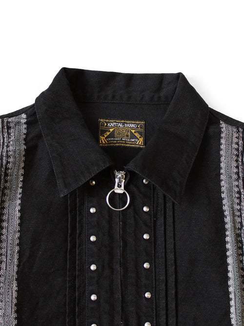 12oz Arrow Pattern Jacquard Denim Drizzler JKT