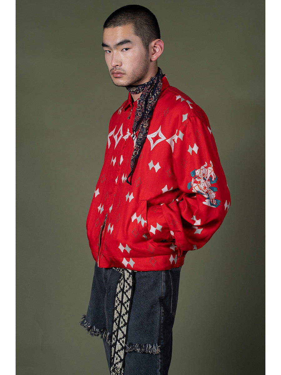 Rayon Twill Ainomosiri Pattern Drizzler JKT