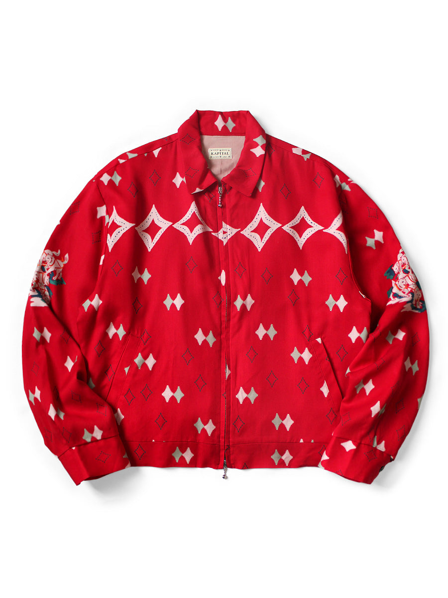 Rayon Twill Ainomosiri Pattern Drizzler JKT - Red