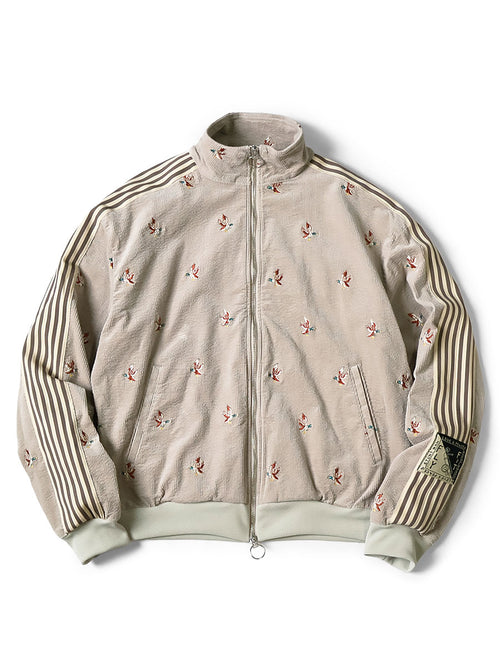 11W Stretch Corduroy Duck Embroidery Track JKT (Banner Stripe) - Gray Beige