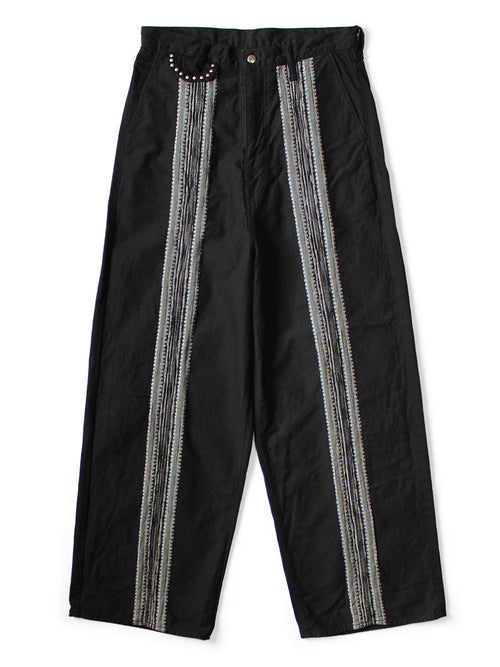 12oz Arrowed Jacquard Denim Port Baggy Pants - Black