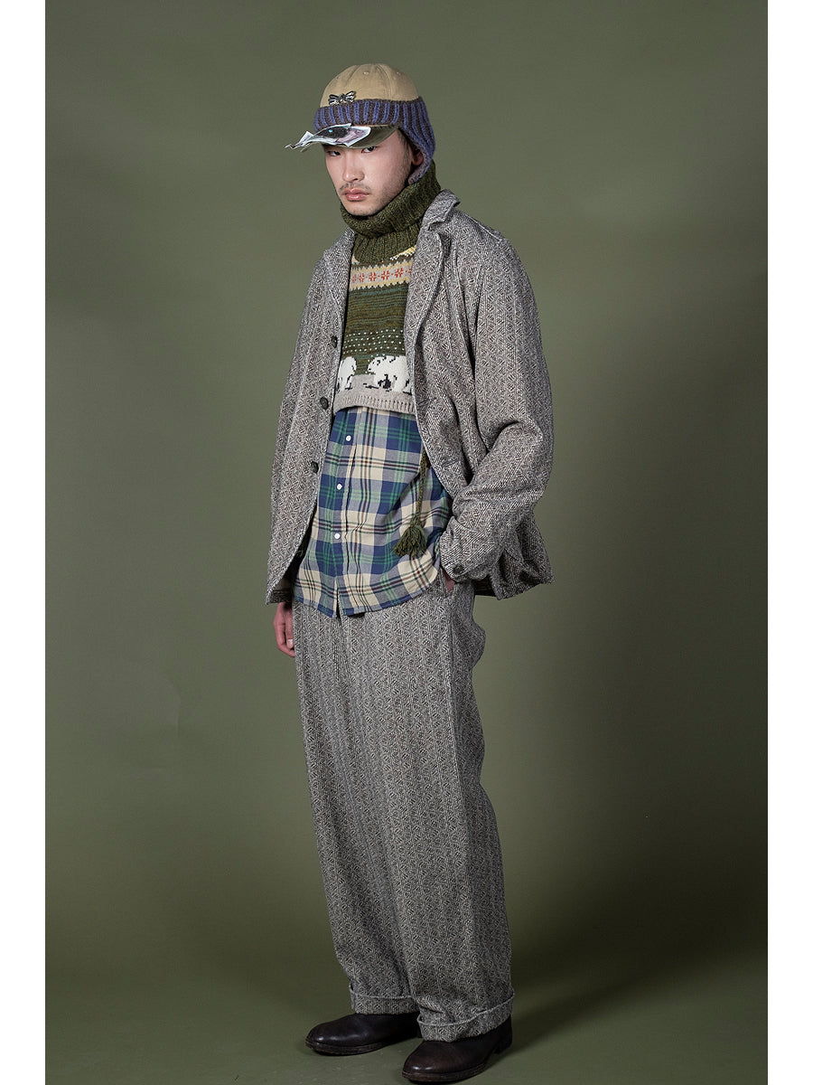 8W corduroy DAWSON-STRIPE pattern easy trousers