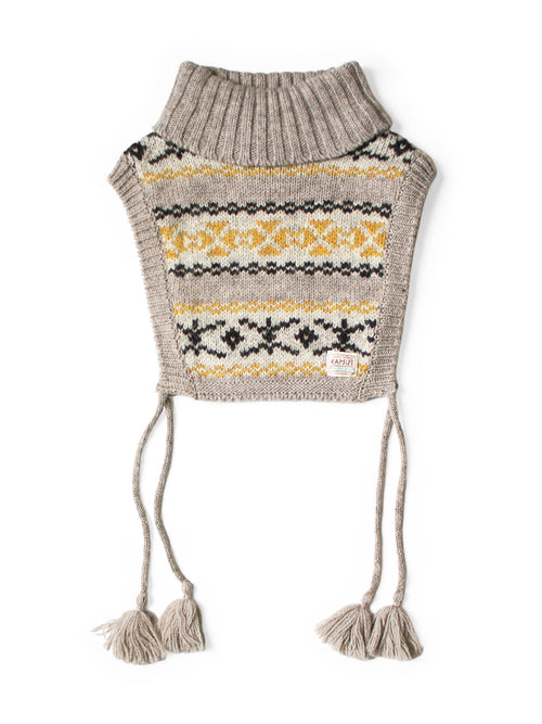 3G Yellowknife Fair Isle High Neck Bib Poncho - Yellow