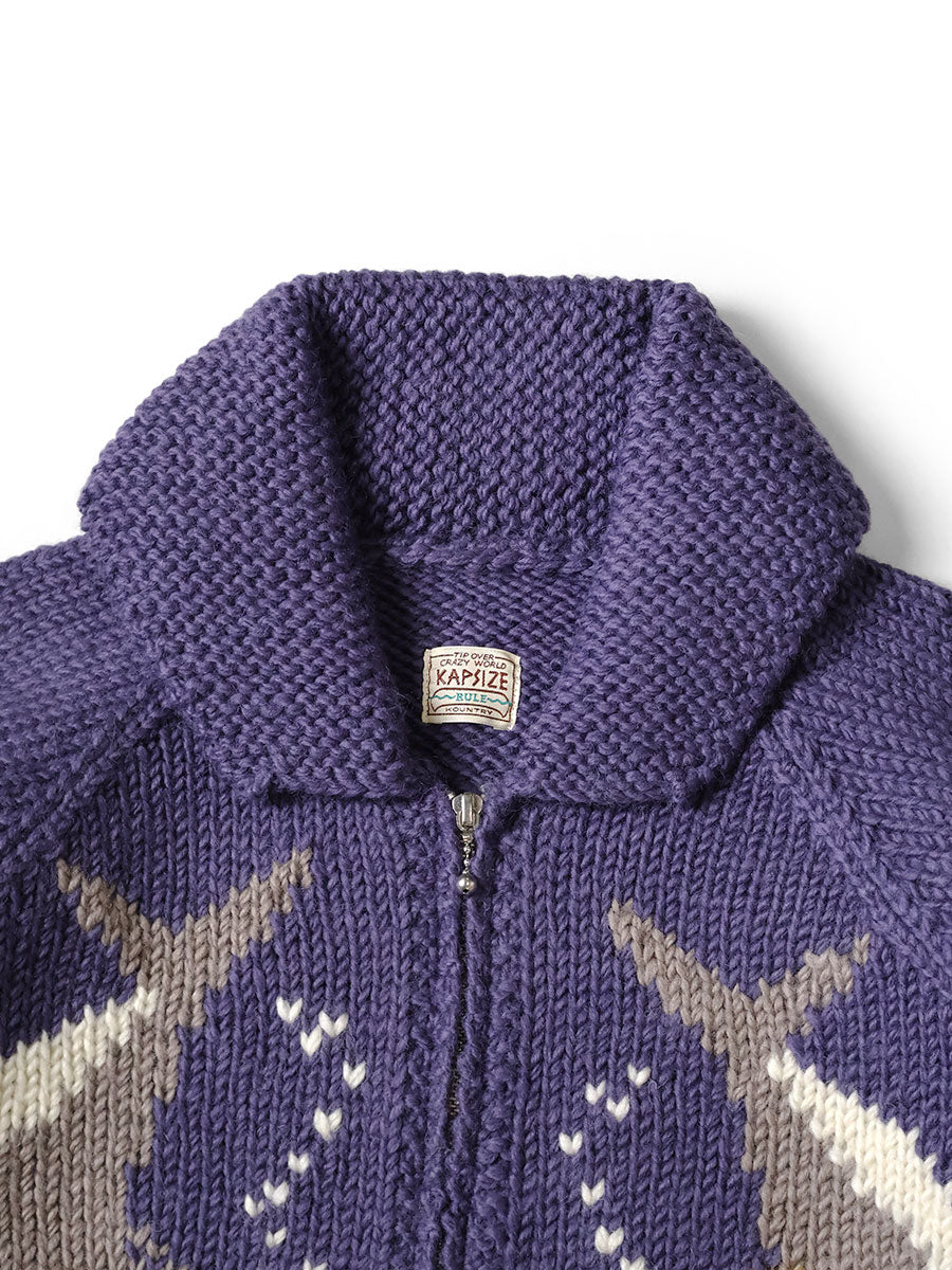 Hand-knit PECKISH TROUT ZIP Cardigan