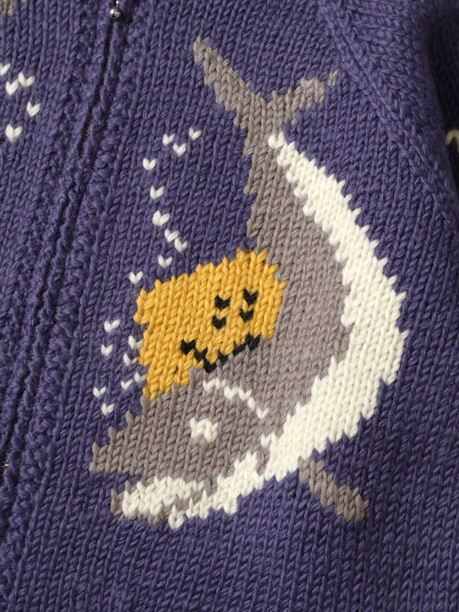 Hand-knit PECKISH TROUT ZIP Cardigan