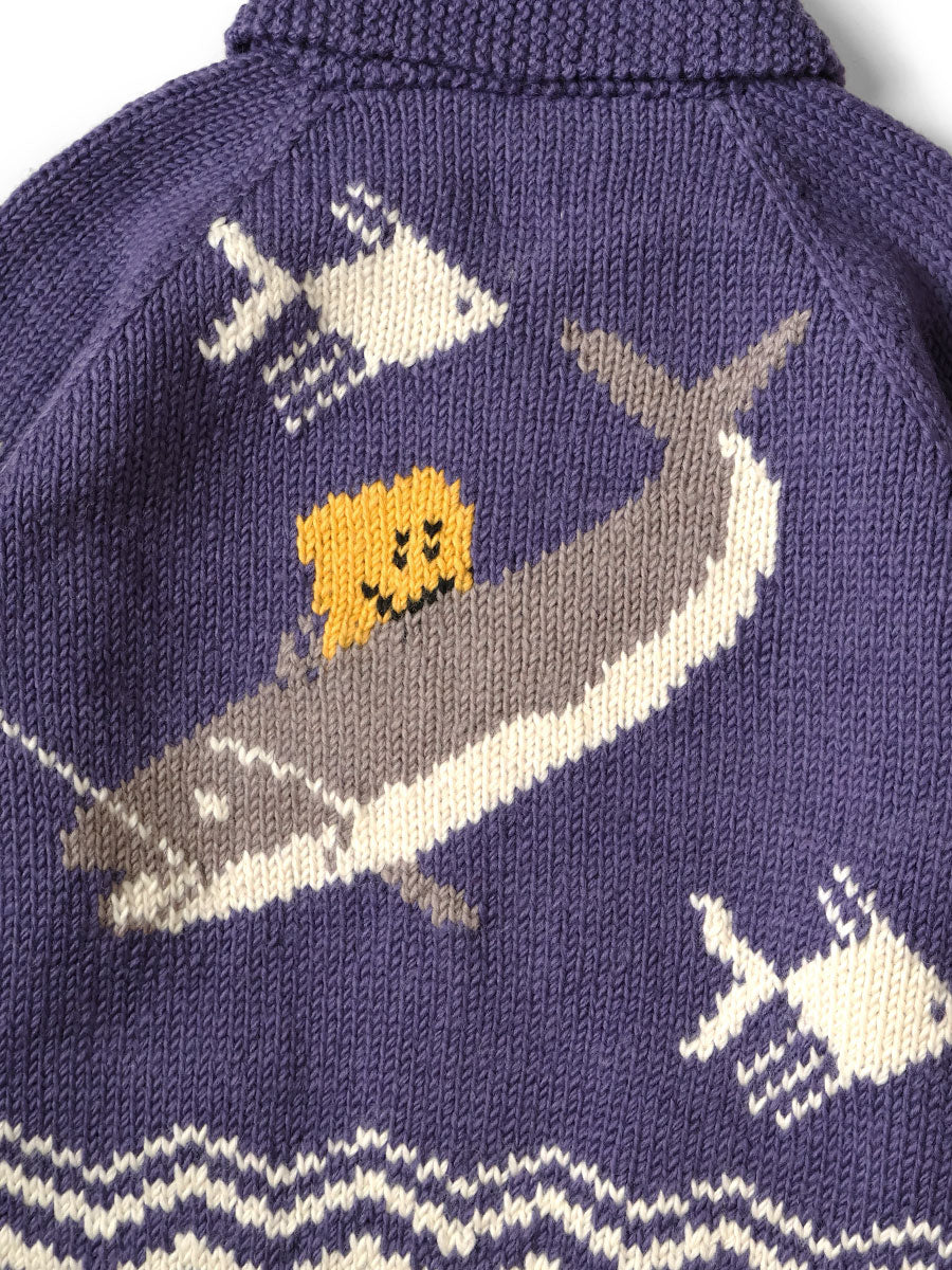 Hand-knit PECKISH TROUT ZIP Cardigan