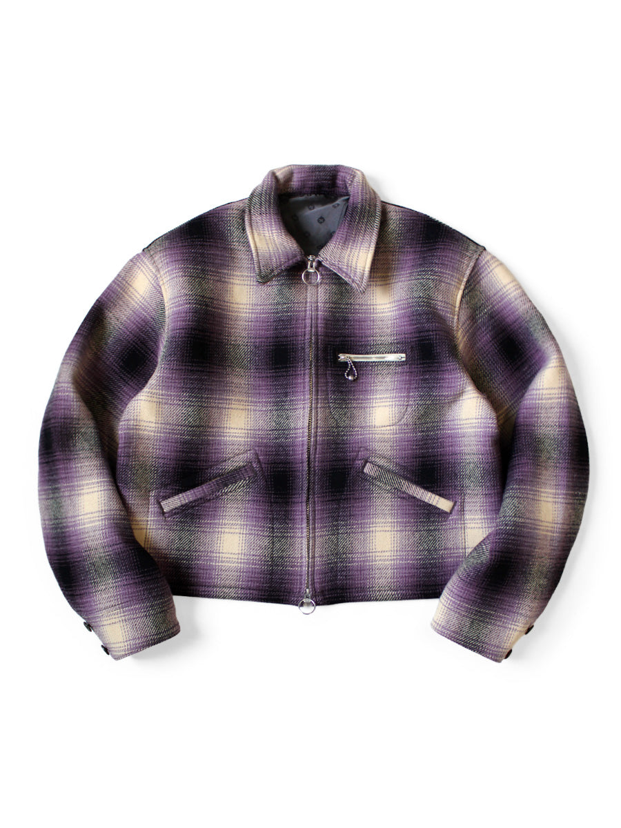 Vintage Wool Shadow Check Hunting... - Purple