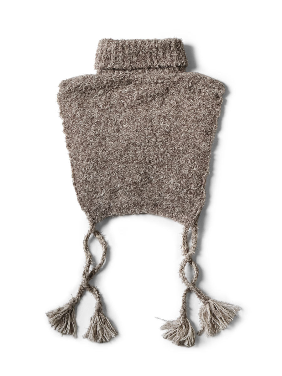 3G Shaggy Knit High Neck Bib Poncho