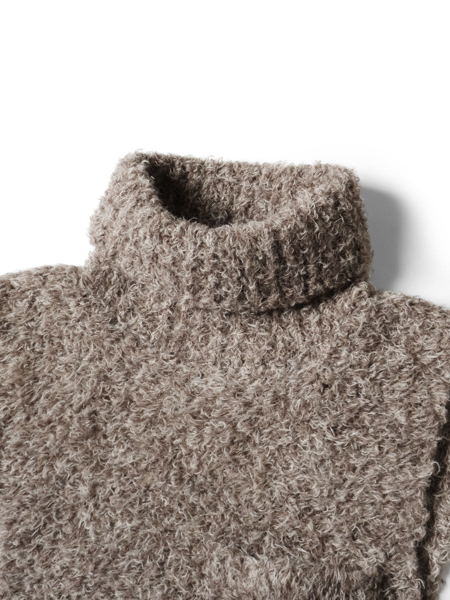 3G Shaggy Knit High Neck Bib Poncho