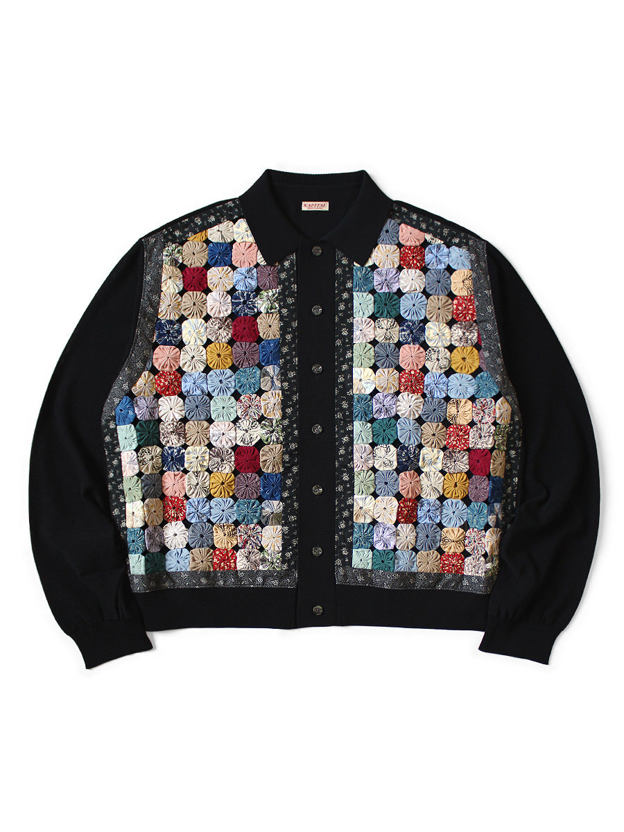 14G Knit x Handcrafted Yo-Yo Quilt JKT - Black