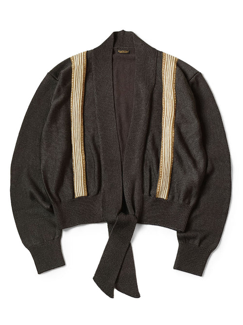 7G Retro Striped Opera Cardigan - Brown