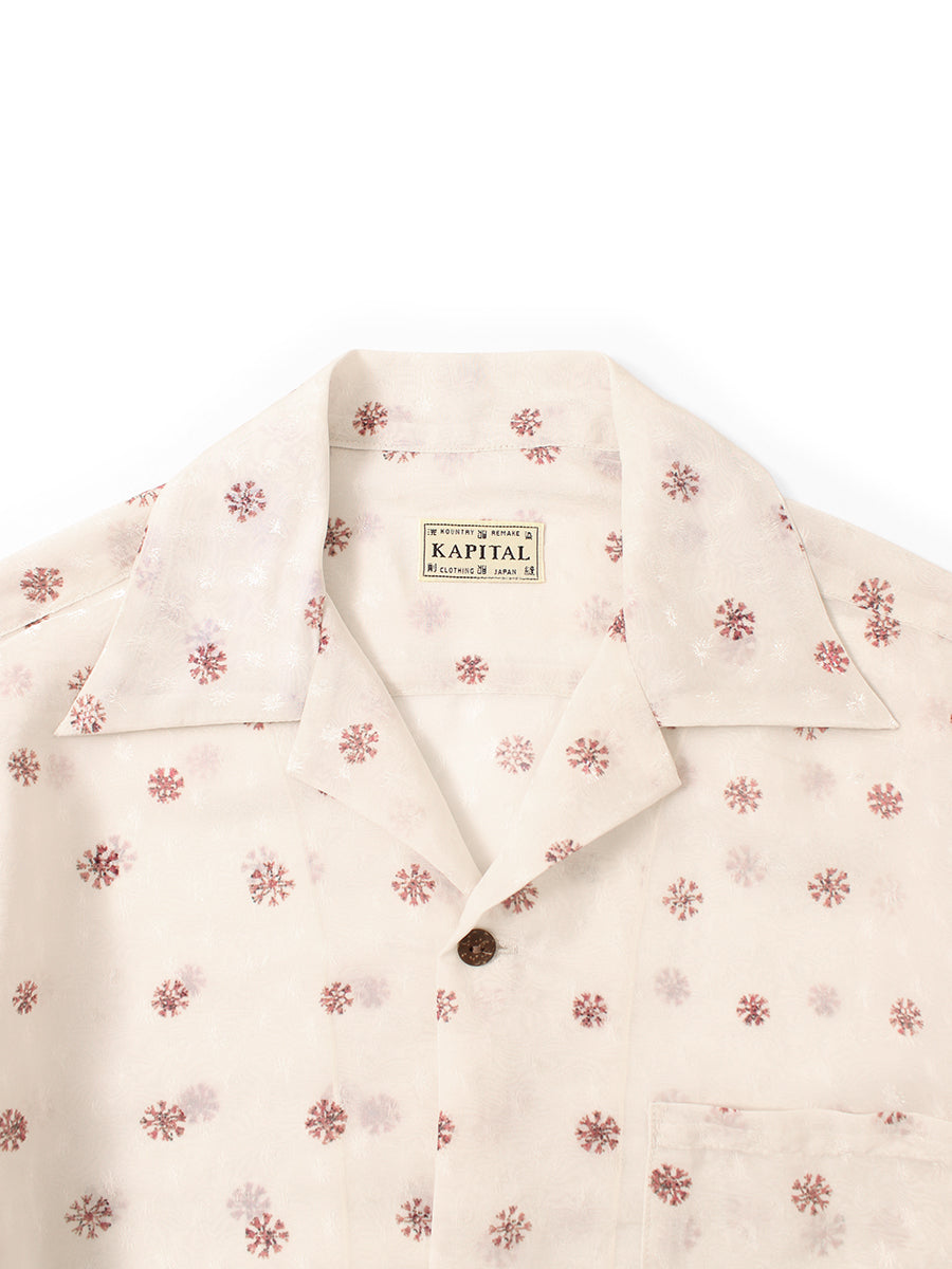 Sheer Sarasa Pattern Open Collar Shirt Drizzler