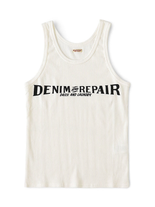 60/2 Beater Lacquer Tank Top (DENIM REPAIRpt) - White