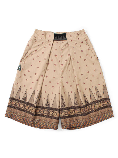 40/2 Coma Weather Sarasa Pattern Easy Rice Rice Shorts - Beige