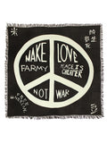Rayon Fringe Square Stole (GIANT PEACE) - Black