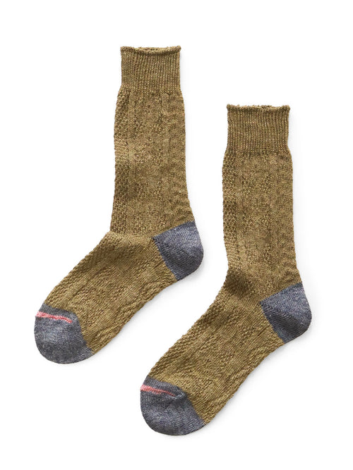 96 Piece Linen Jacquard Kuba Pattern Socks - Brown