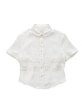 Linen Dronwork Acapella Blouse - White