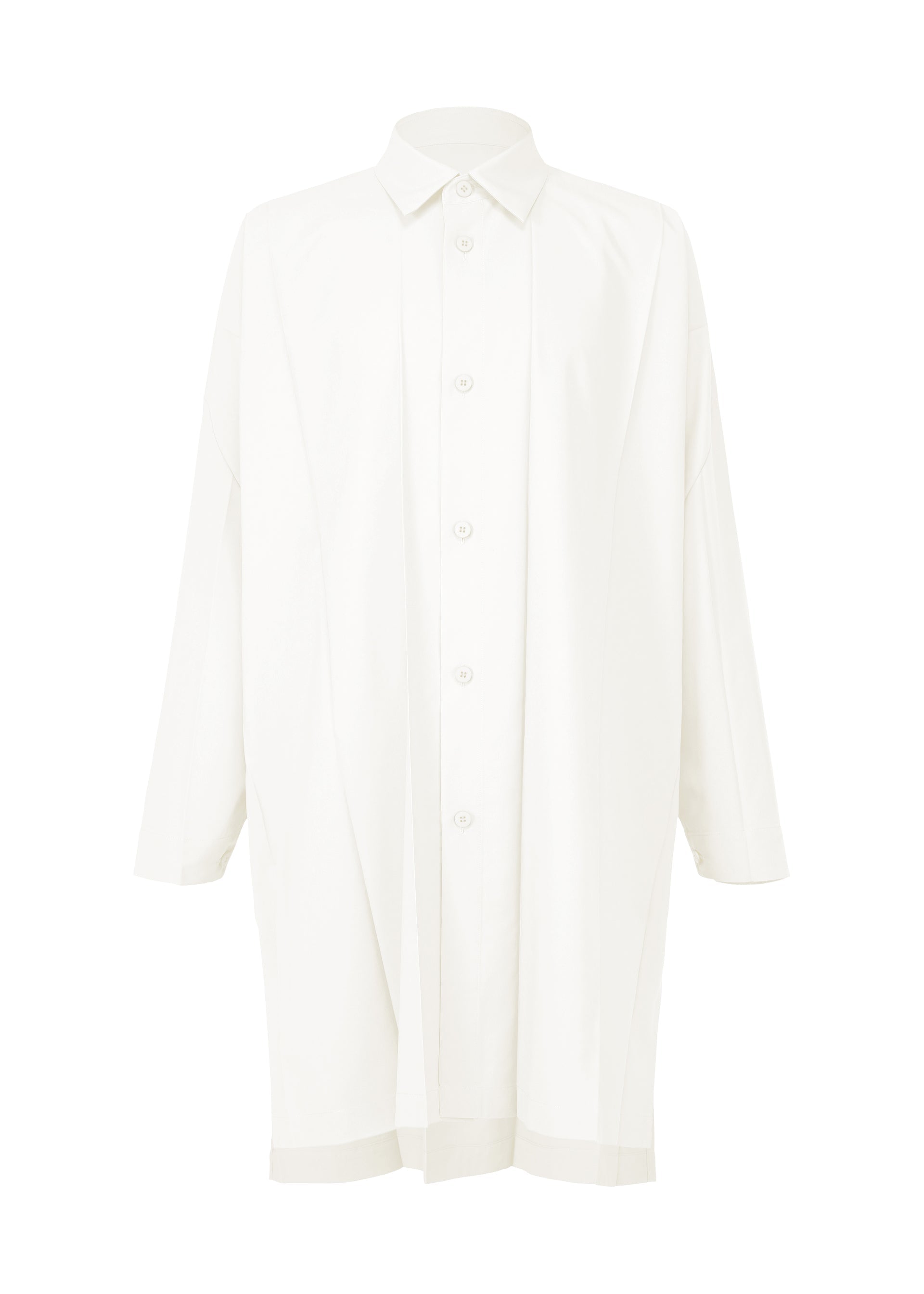 Big Pleats Shirt - WHITE