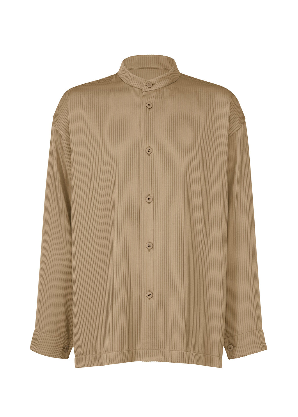 One Side Tuck Shirt - DARK BEIGE