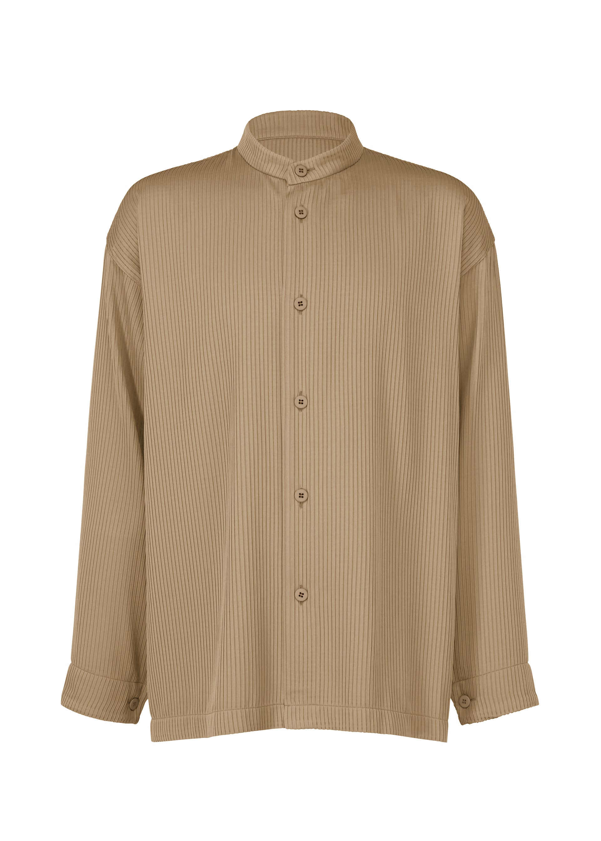 One Side Tuck Shirt - DARK BEIGE